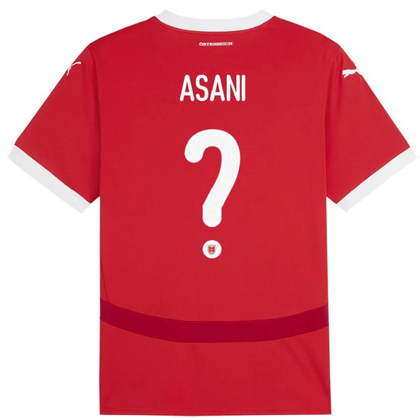 Danxen Uomo Maglia Austria Amir Asani #0 Rosso Kit Gara Home 24-26 Maglietta