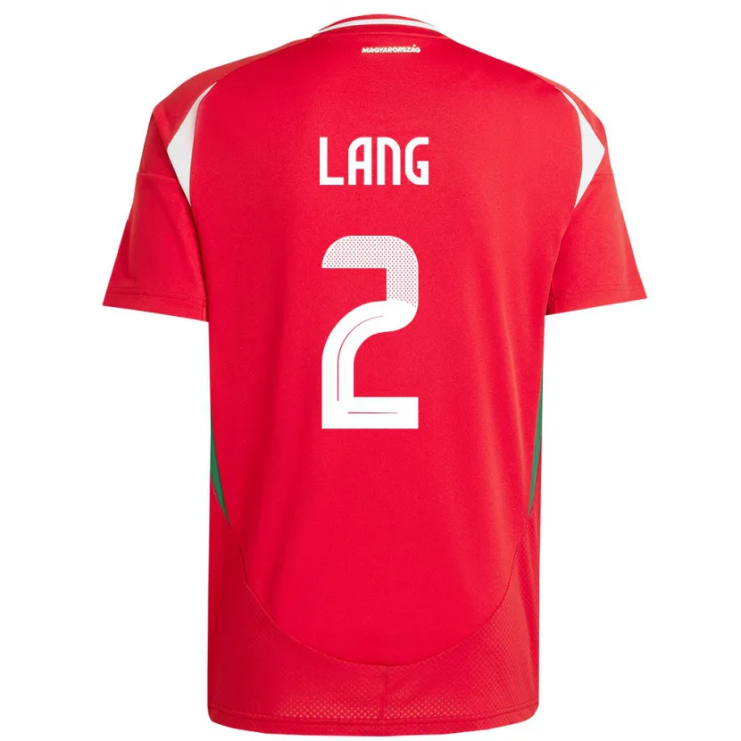Danxen Uomo Maglia Ungheria Ádám Lang #2 Rosso Kit Gara Home 24-26 Maglietta