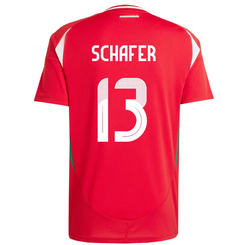 Danxen Uomo Maglia Ungheria András Schäfer #13 Rosso Kit Gara Home 24-26 Maglietta