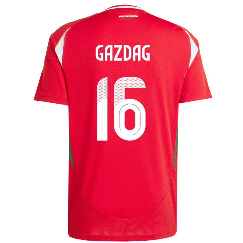 Danxen Uomo Maglia Ungheria Dániel Gazdag #16 Rosso Kit Gara Home 24-26 Maglietta