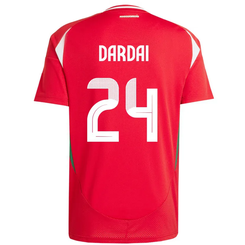 Danxen Uomo Maglia Ungheria Márton Dárdai #24 Rosso Kit Gara Home 24-26 Maglietta