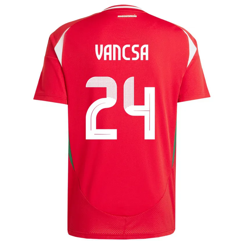 Danxen Uomo Maglia Ungheria Zalán Vancsa #24 Rosso Kit Gara Home 24-26 Maglietta