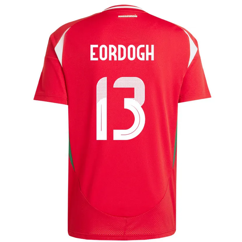 Danxen Uomo Maglia Ungheria András Eördögh #13 Rosso Kit Gara Home 24-26 Maglietta