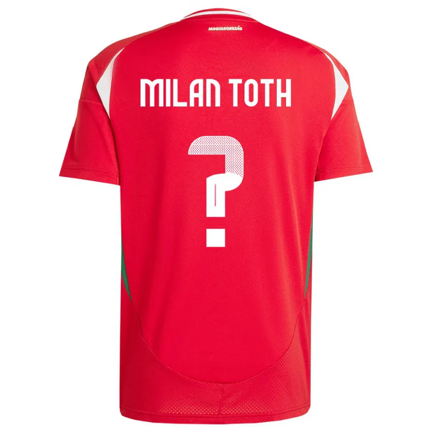 Danxen Uomo Maglia Ungheria Milán Tóth #0 Rosso Kit Gara Home 24-26 Maglietta