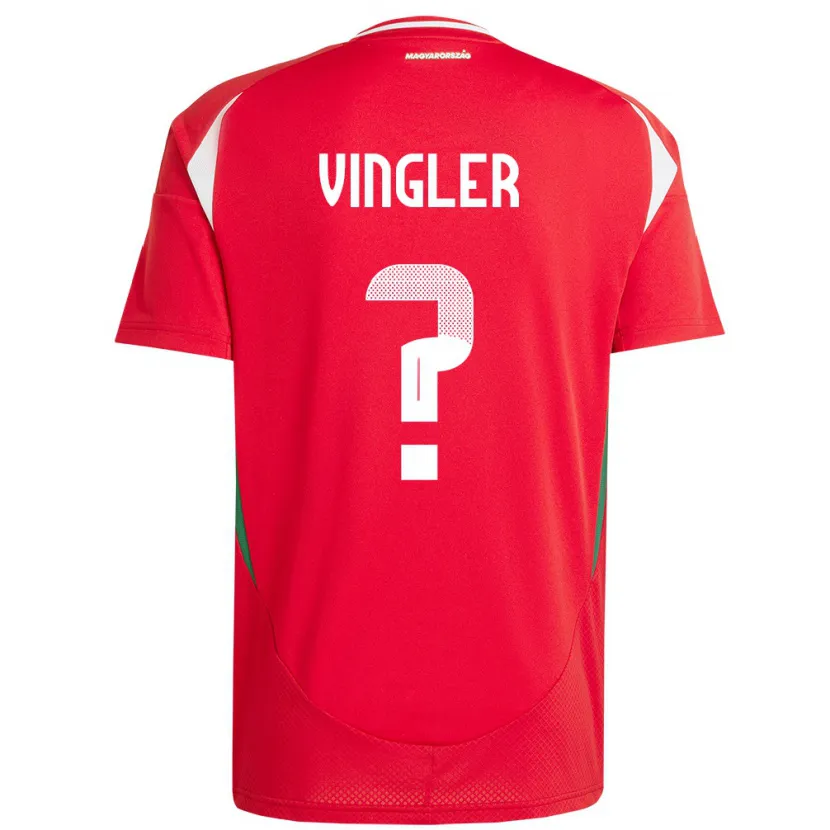 Danxen Uomo Maglia Ungheria László Vingler #0 Rosso Kit Gara Home 24-26 Maglietta