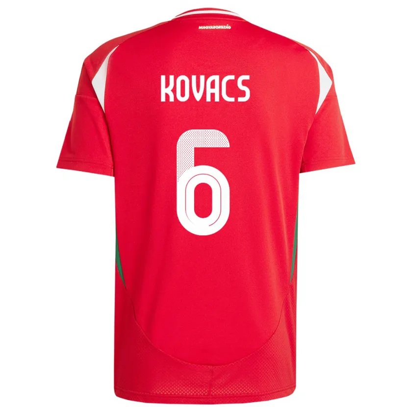 Danxen Uomo Maglia Ungheria Noel Kovács #6 Rosso Kit Gara Home 24-26 Maglietta