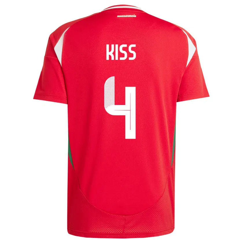 Danxen Uomo Maglia Ungheria Bálint Kiss #4 Rosso Kit Gara Home 24-26 Maglietta