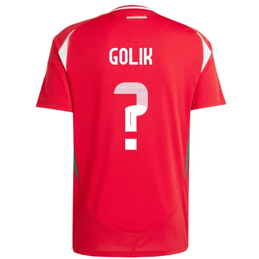 Danxen Uomo Maglia Ungheria Benjámin Gólik #0 Rosso Kit Gara Home 24-26 Maglietta