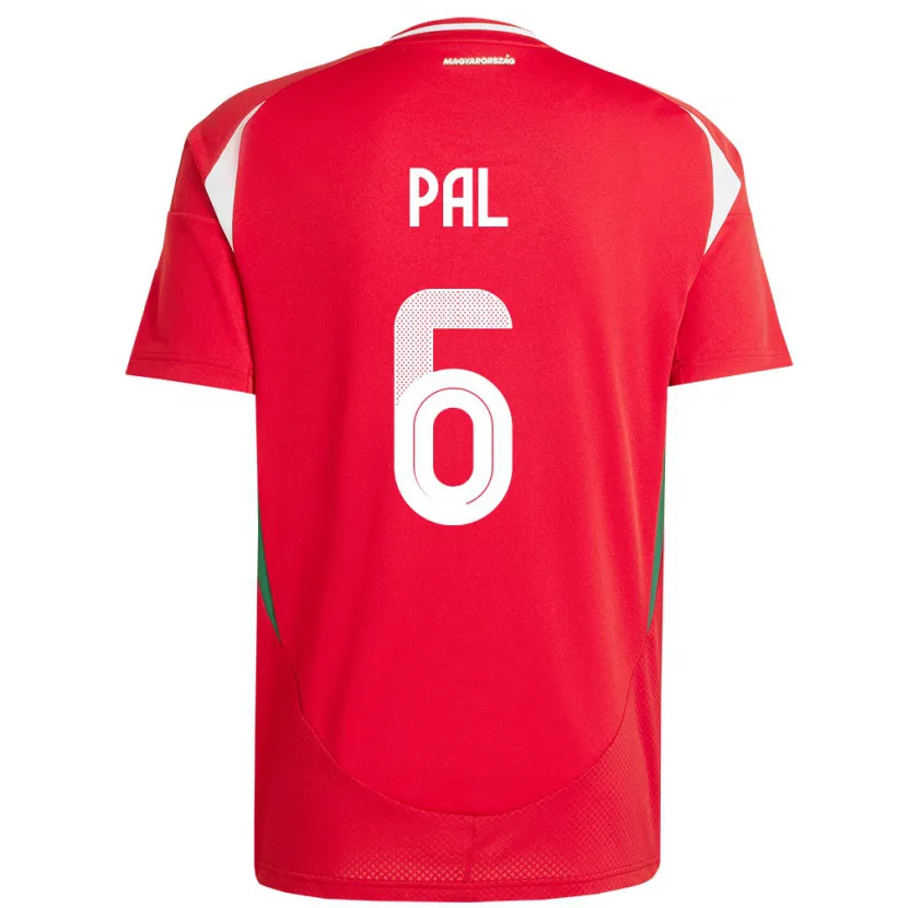 Danxen Uomo Maglia Ungheria Barna Pál #6 Rosso Kit Gara Home 24-26 Maglietta