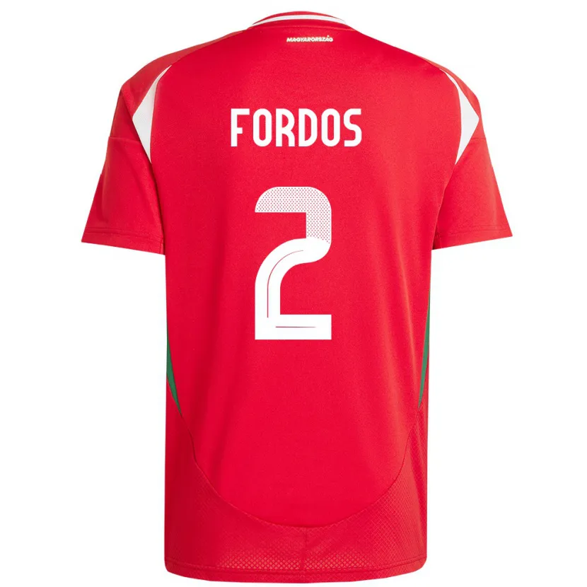 Danxen Uomo Maglia Ungheria Beatrix Fördős #2 Rosso Kit Gara Home 24-26 Maglietta