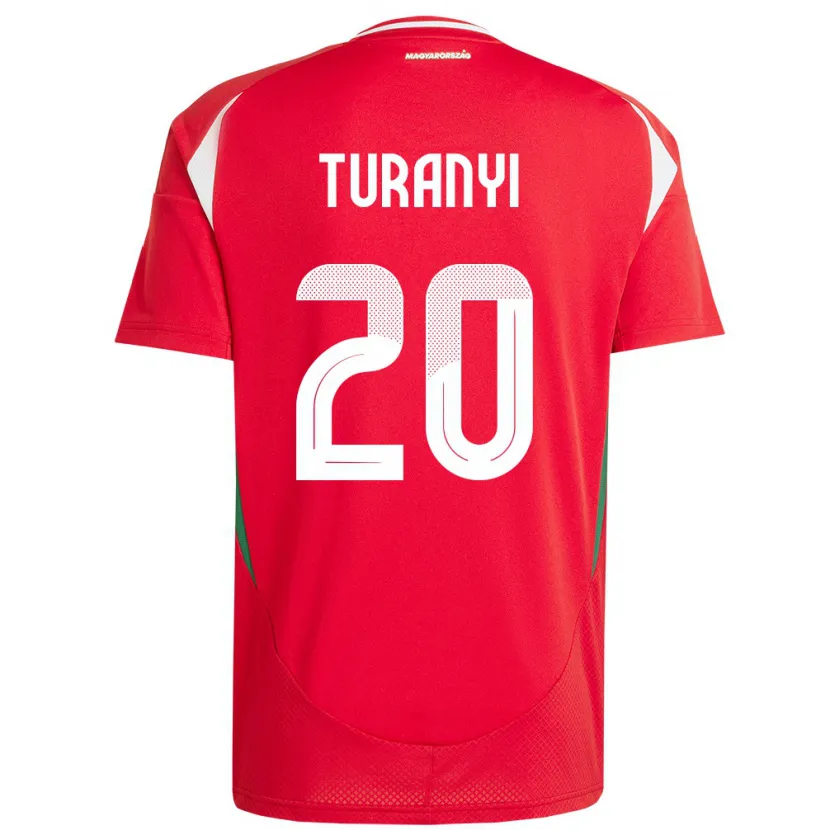 Danxen Uomo Maglia Ungheria Lilla Turányi #20 Rosso Kit Gara Home 24-26 Maglietta