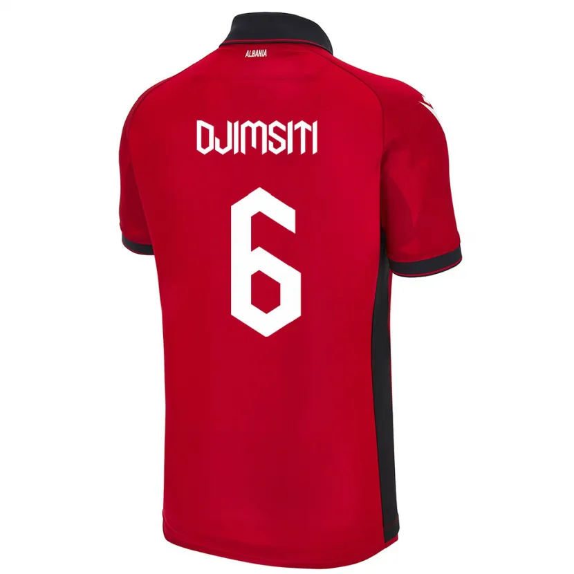 Danxen Uomo Maglia Albania Berat Djimsiti #6 Rosso Kit Gara Home 24-26 Maglietta