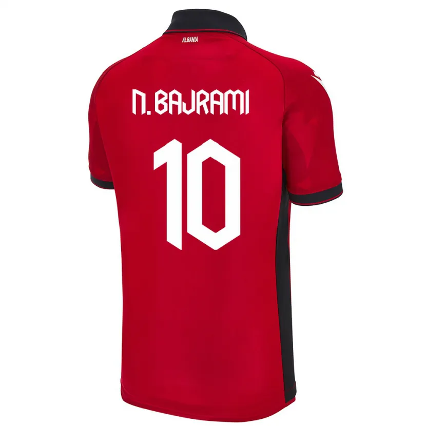 Danxen Uomo Maglia Albania Nedim Bajrami #10 Rosso Kit Gara Home 24-26 Maglietta