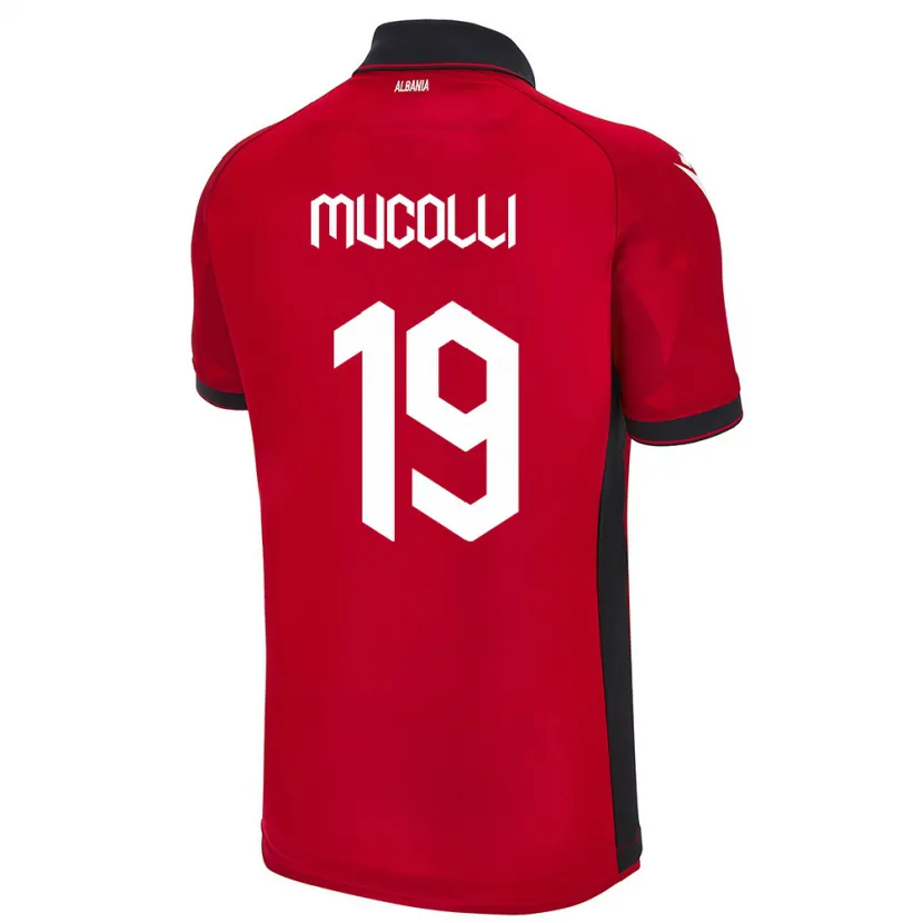 Danxen Uomo Maglia Albania Arbnor Mucolli #19 Rosso Kit Gara Home 24-26 Maglietta
