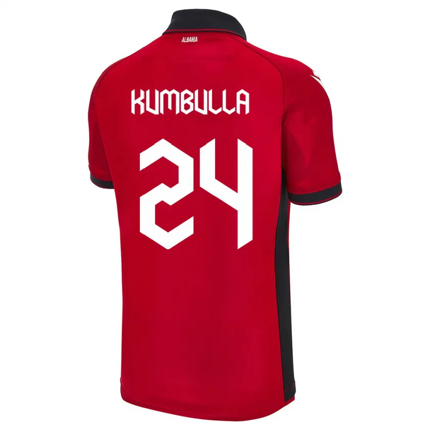 Danxen Uomo Maglia Albania Marash Kumbulla #24 Rosso Kit Gara Home 24-26 Maglietta