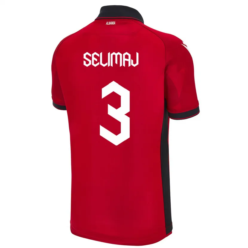 Danxen Uomo Maglia Albania Ermis Selimaj #3 Rosso Kit Gara Home 24-26 Maglietta