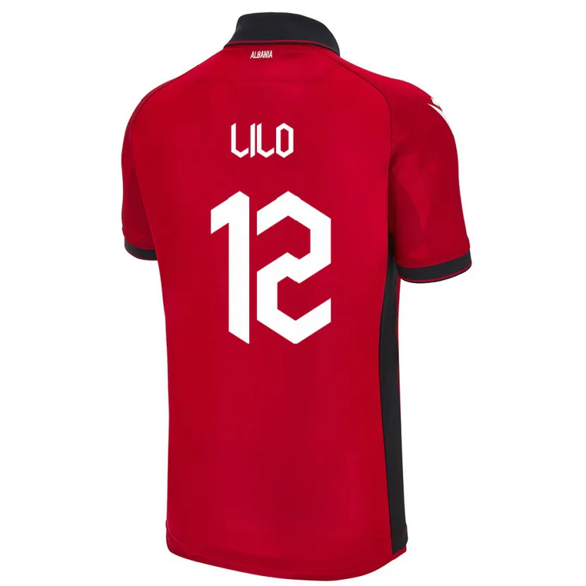 Danxen Uomo Maglia Albania Klidman Lilo #12 Rosso Kit Gara Home 24-26 Maglietta