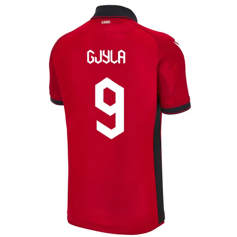 Danxen Uomo Maglia Albania Brayan Gjyla #9 Rosso Kit Gara Home 24-26 Maglietta