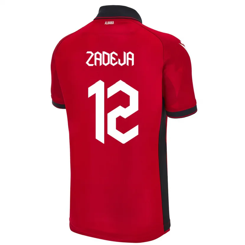 Danxen Uomo Maglia Albania Darius Zadeja #12 Rosso Kit Gara Home 24-26 Maglietta