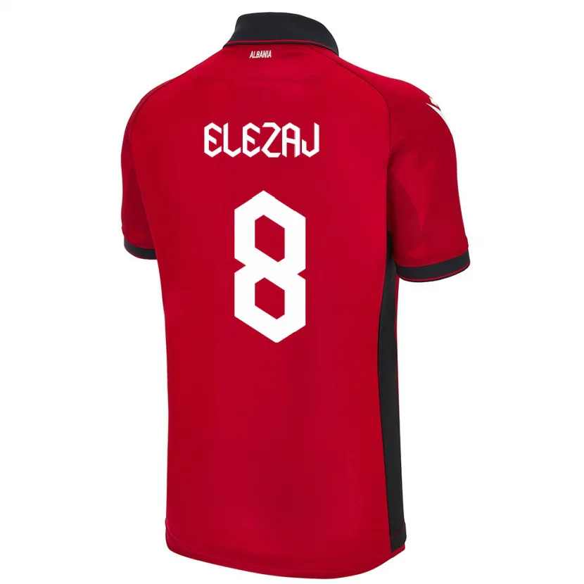 Danxen Uomo Maglia Albania Endrina Elezaj #8 Rosso Kit Gara Home 24-26 Maglietta