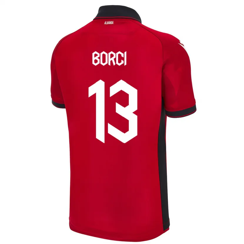 Danxen Uomo Maglia Albania Klaudia Borci #13 Rosso Kit Gara Home 24-26 Maglietta