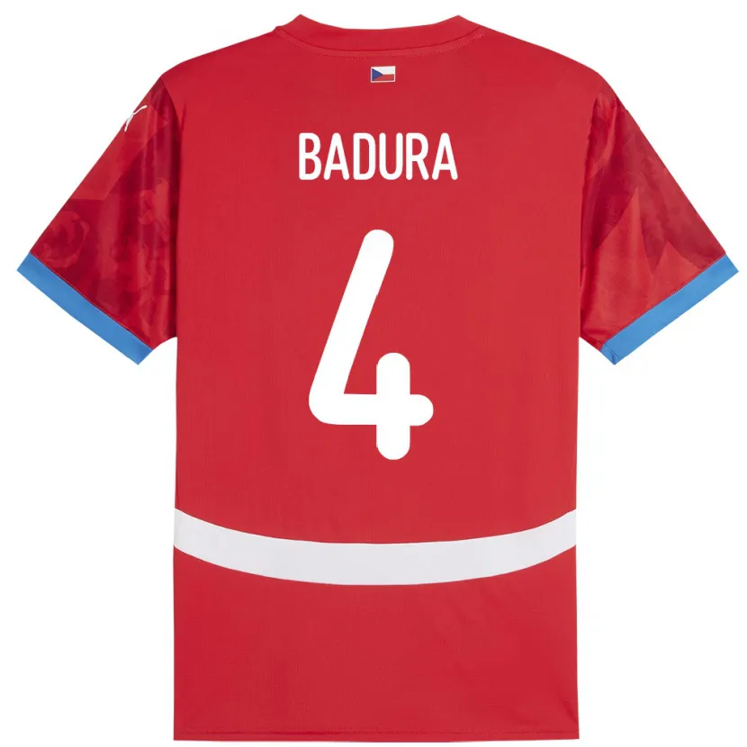 Danxen Uomo Maglia Cechia Vitezslav Badura #4 Rosso Kit Gara Home 24-26 Maglietta
