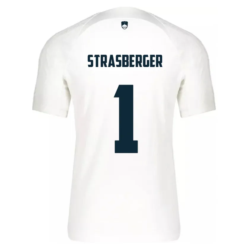 Danxen Uomo Maglia Slovenia Tim Strasberger #1 Bianco Kit Gara Home 24-26 Maglietta