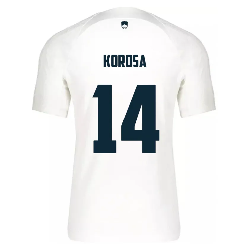 Danxen Uomo Maglia Slovenia Anej Koroša #14 Bianco Kit Gara Home 24-26 Maglietta