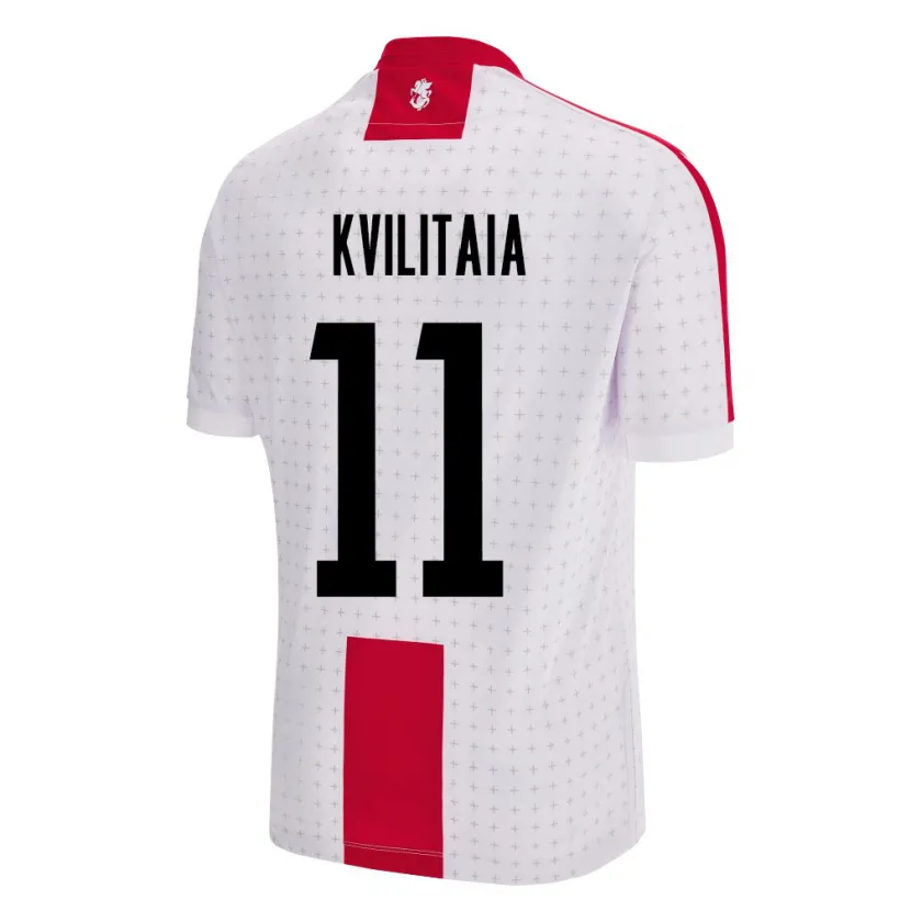 Danxen Uomo Maglia Georgia Giorgi Kvilitaia #11 Bianco Kit Gara Home 24-26 Maglietta
