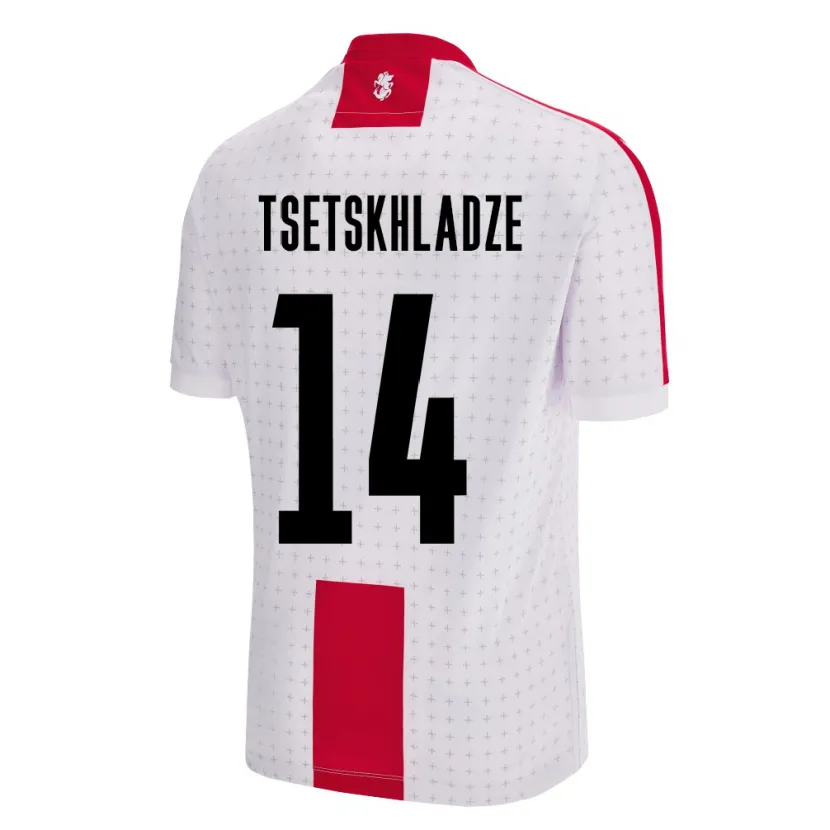 Danxen Uomo Maglia Georgia Nikoloz Tsetskhladze #14 Bianco Kit Gara Home 24-26 Maglietta