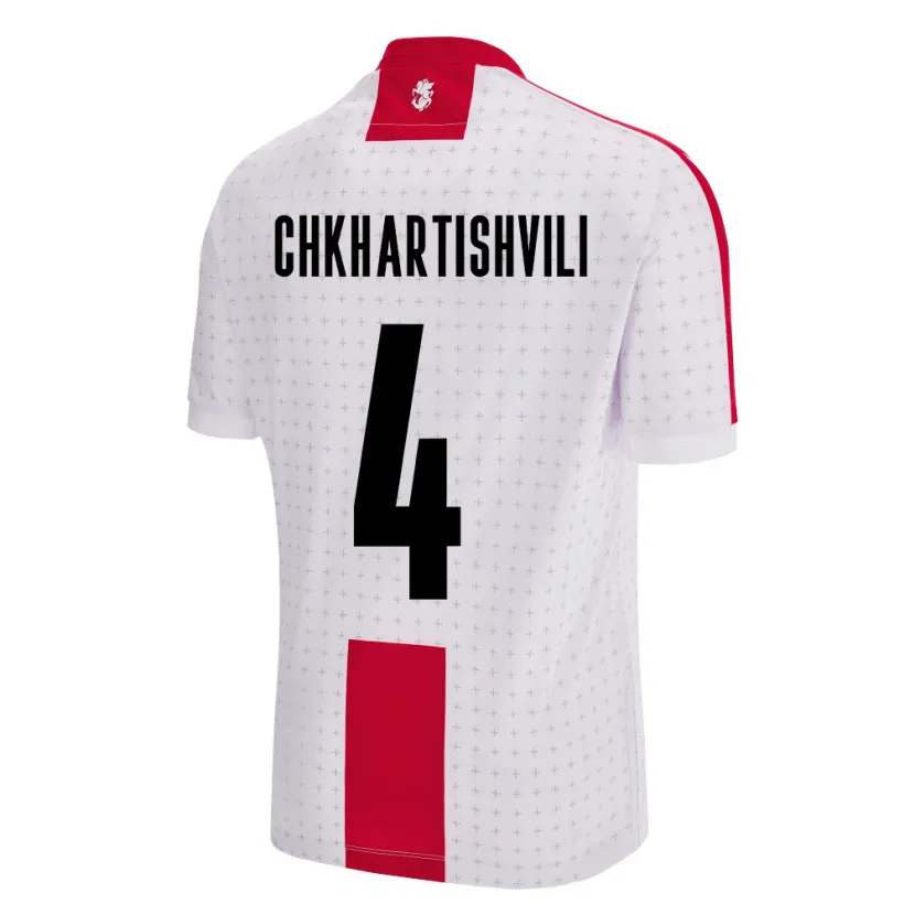 Danxen Uomo Maglia Georgia Nino Chkhartishvili #4 Bianco Kit Gara Home 24-26 Maglietta