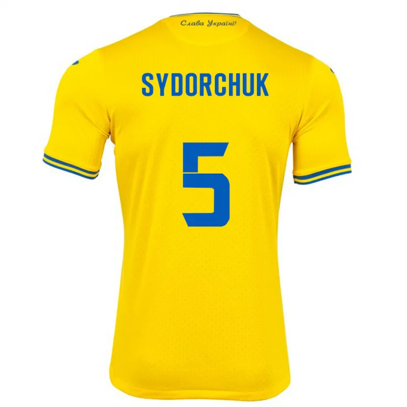 Danxen Uomo Maglia Ucraina Sergiy Sydorchuk #5 Giallo Kit Gara Home 24-26 Maglietta
