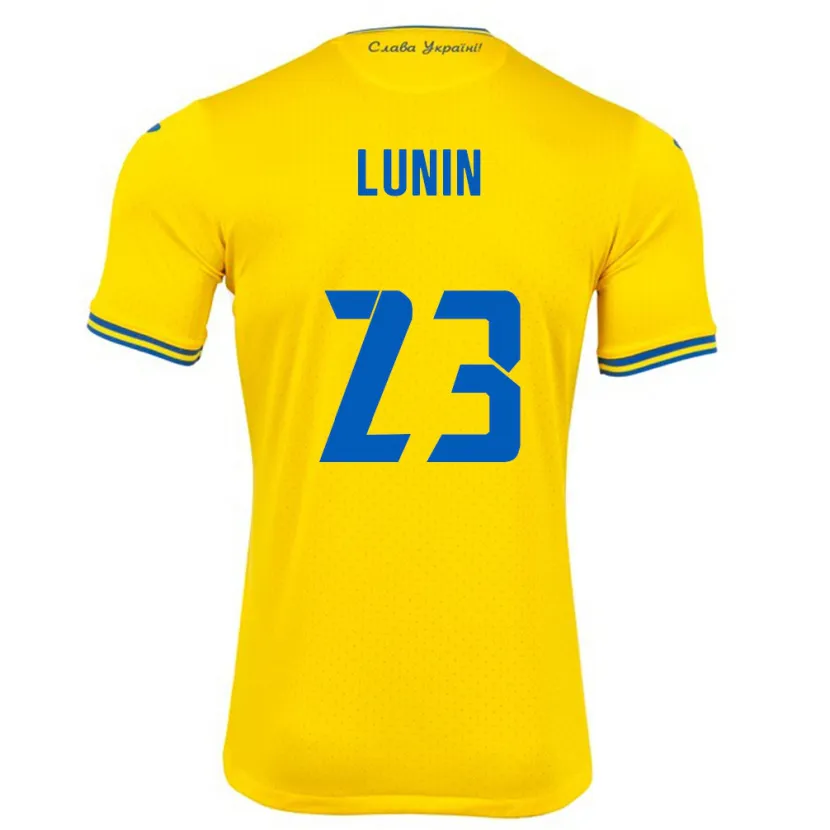 Danxen Uomo Maglia Ucraina Andriy Lunin #23 Giallo Kit Gara Home 24-26 Maglietta