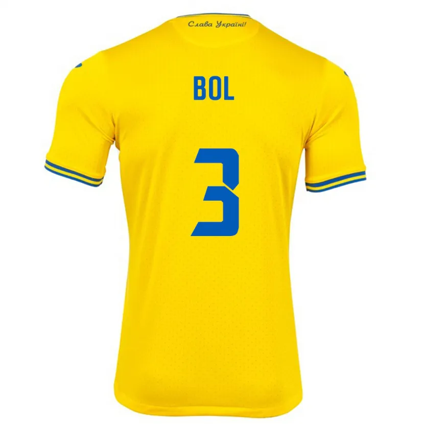 Danxen Uomo Maglia Ucraina Anton Bol #3 Giallo Kit Gara Home 24-26 Maglietta