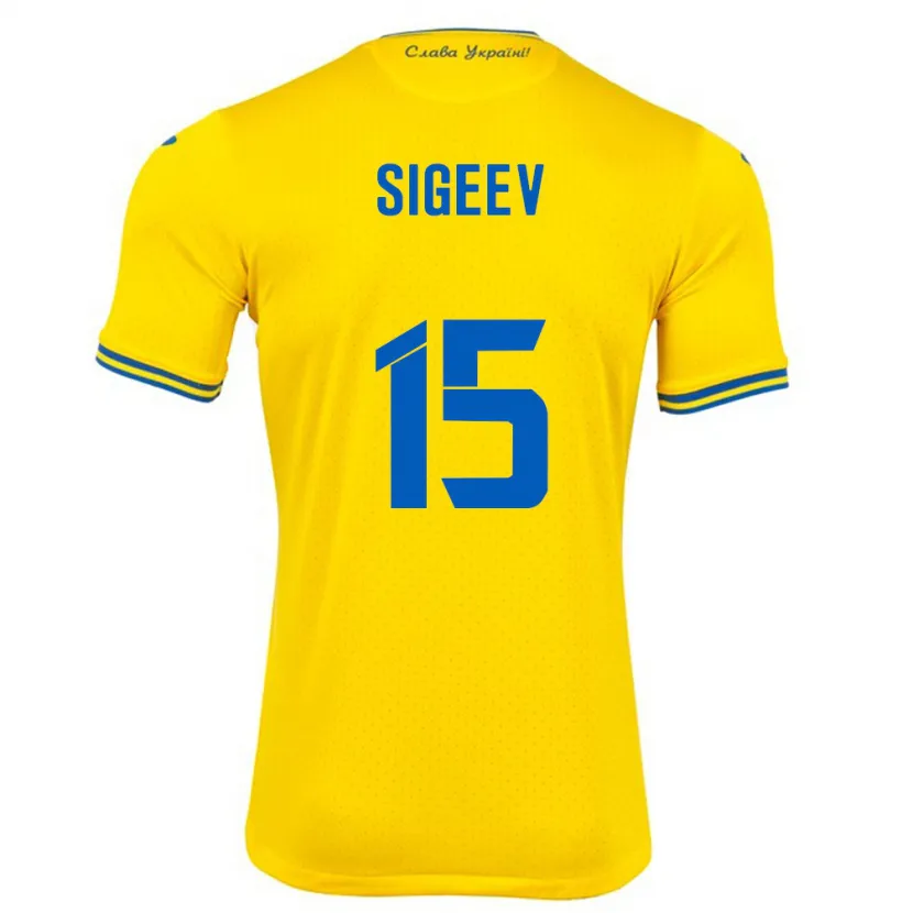 Danxen Uomo Maglia Ucraina Kyrylo Sigeev #15 Giallo Kit Gara Home 24-26 Maglietta