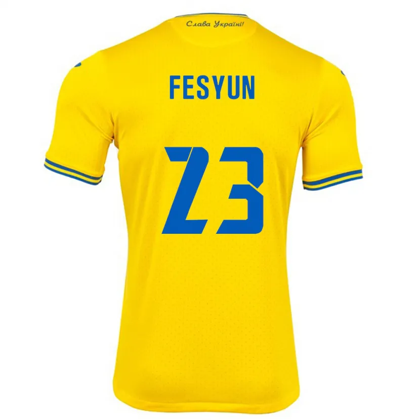 Danxen Uomo Maglia Ucraina Kiril Fesyun #23 Giallo Kit Gara Home 24-26 Maglietta