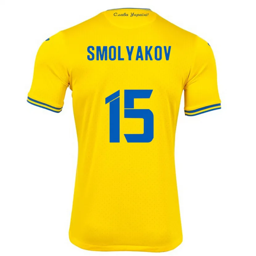 Danxen Uomo Maglia Ucraina Artem Smolyakov #15 Giallo Kit Gara Home 24-26 Maglietta