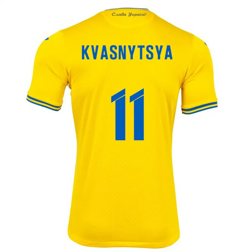 Danxen Uomo Maglia Ucraina Ilya Kvasnytsya #11 Giallo Kit Gara Home 24-26 Maglietta