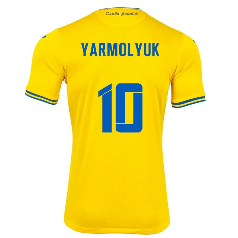 Danxen Uomo Maglia Ucraina Yegor Yarmolyuk #10 Giallo Kit Gara Home 24-26 Maglietta