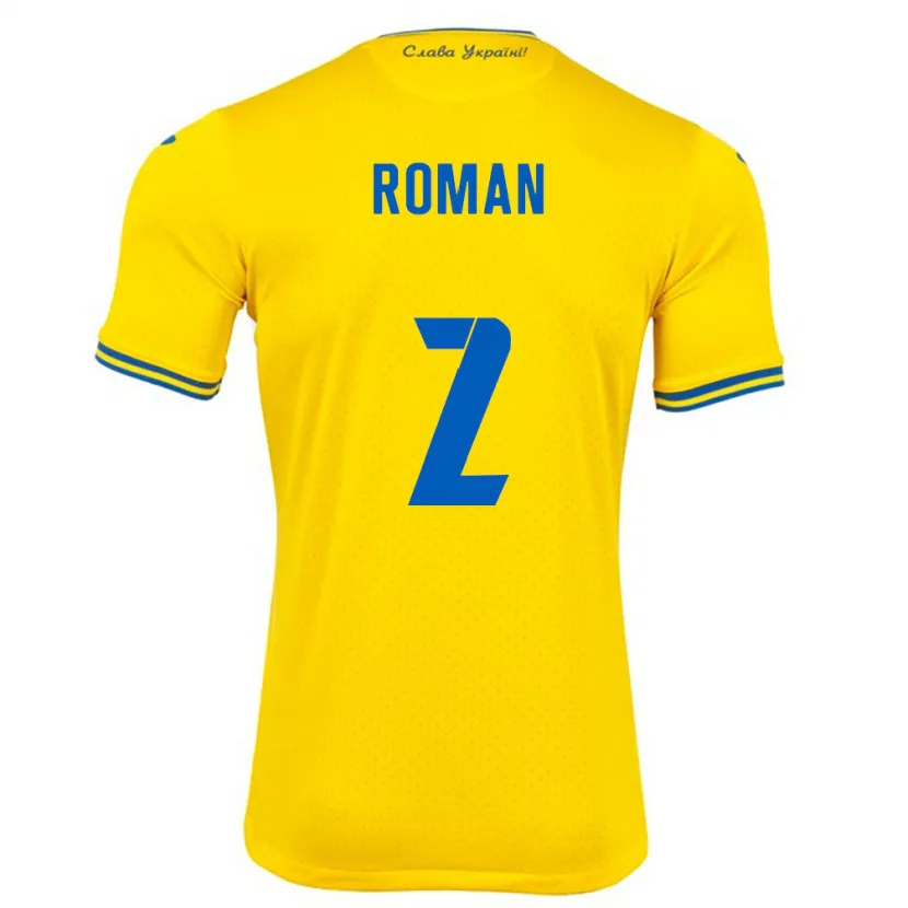 Danxen Uomo Maglia Ucraina Vitaliy Roman #2 Giallo Kit Gara Home 24-26 Maglietta
