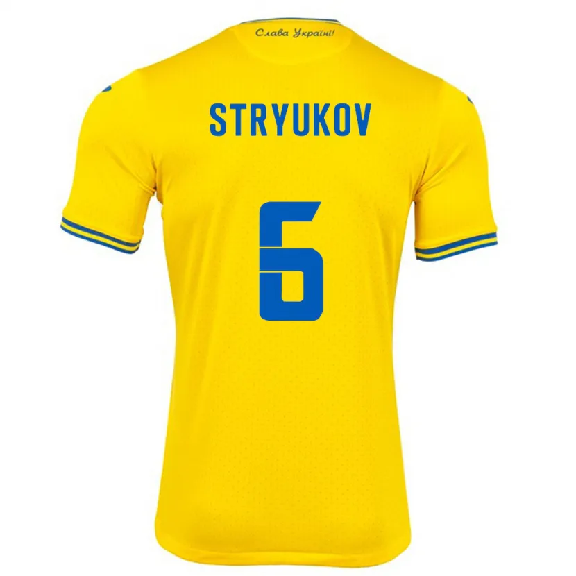 Danxen Uomo Maglia Ucraina Maksym Stryukov #6 Giallo Kit Gara Home 24-26 Maglietta