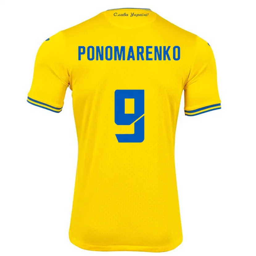 Danxen Uomo Maglia Ucraina Matviy Ponomarenko #9 Giallo Kit Gara Home 24-26 Maglietta