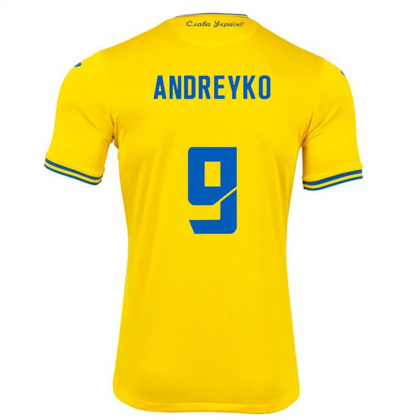 Danxen Uomo Maglia Ucraina Ivan Andreyko #9 Giallo Kit Gara Home 24-26 Maglietta