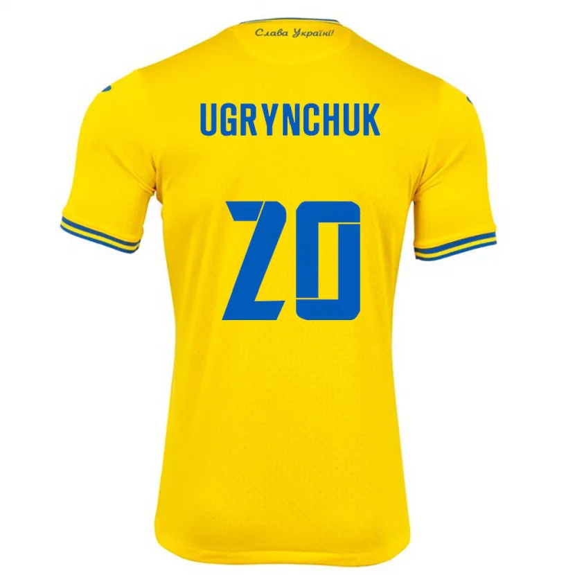 Danxen Uomo Maglia Ucraina Artem Ugrynchuk #20 Giallo Kit Gara Home 24-26 Maglietta