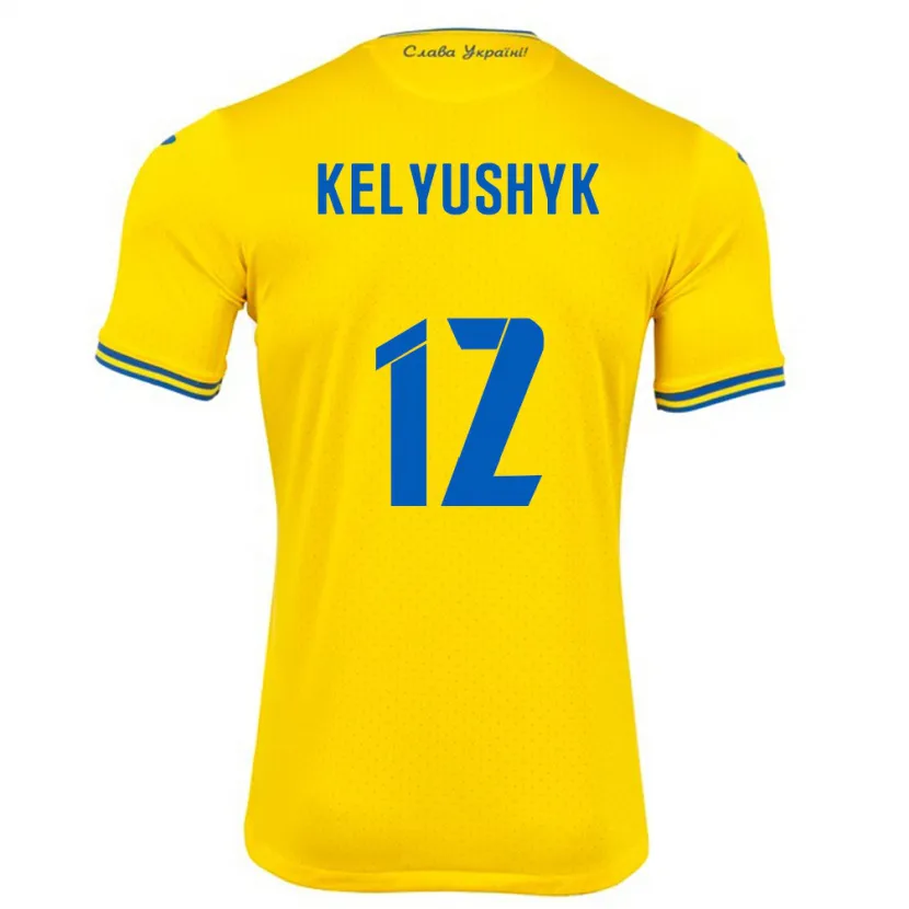 Danxen Uomo Maglia Ucraina Darya Kelyushyk #12 Giallo Kit Gara Home 24-26 Maglietta