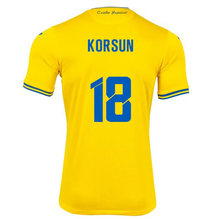 Danxen Uomo Maglia Ucraina Kateryna Korsun #18 Giallo Kit Gara Home 24-26 Maglietta