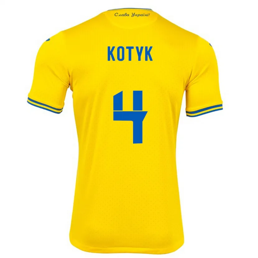 Danxen Uomo Maglia Ucraina Yana Kotyk #4 Giallo Kit Gara Home 24-26 Maglietta