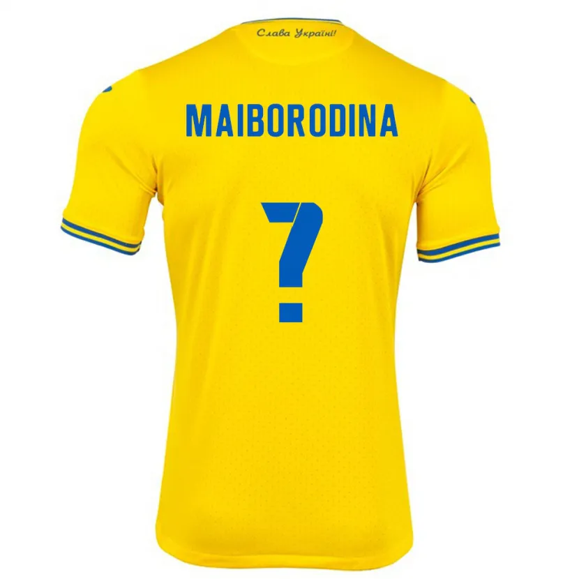 Danxen Uomo Maglia Ucraina Iryna Maiborodina #0 Giallo Kit Gara Home 24-26 Maglietta