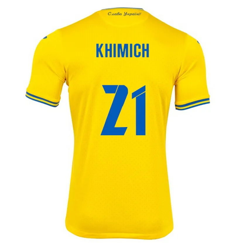 Danxen Uomo Maglia Ucraina Tamila Khimich #21 Giallo Kit Gara Home 24-26 Maglietta