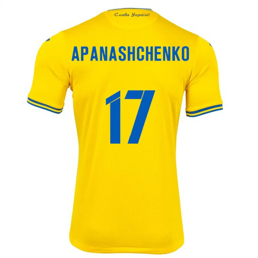 Danxen Uomo Maglia Ucraina Daryna Apanashchenko #17 Giallo Kit Gara Home 24-26 Maglietta